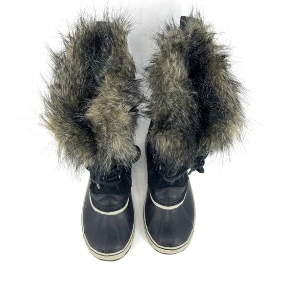 Sorel Women's 11 Black Joan Arctic Suede Waterproof Fur Trim Winter Snow Boots - Picture 4 of 9